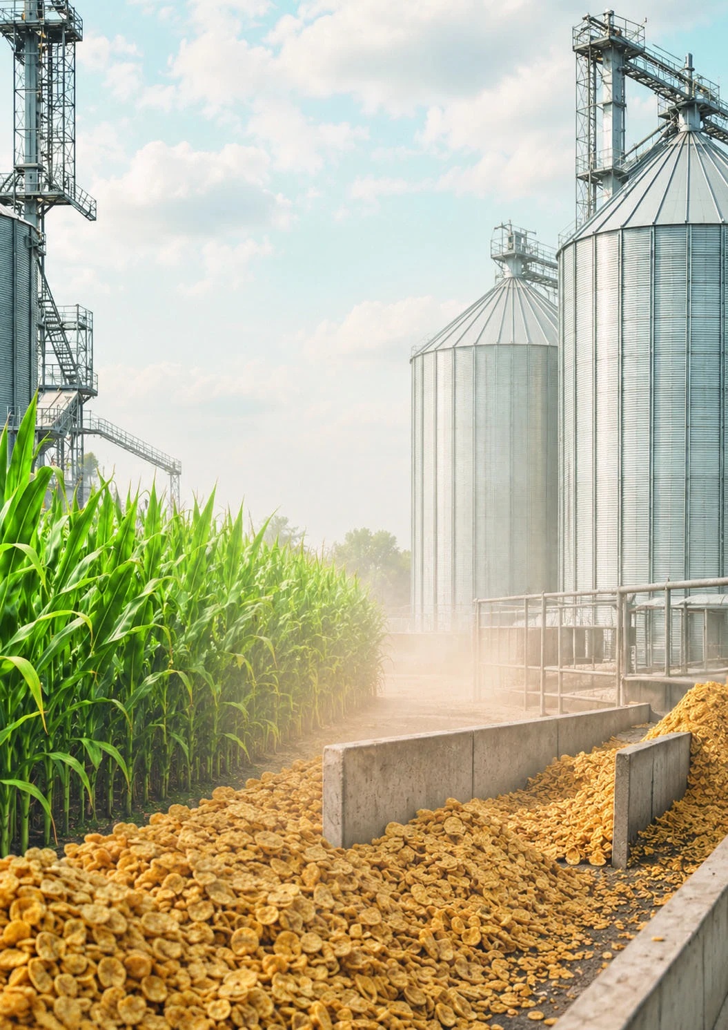 Grain silos and production facility